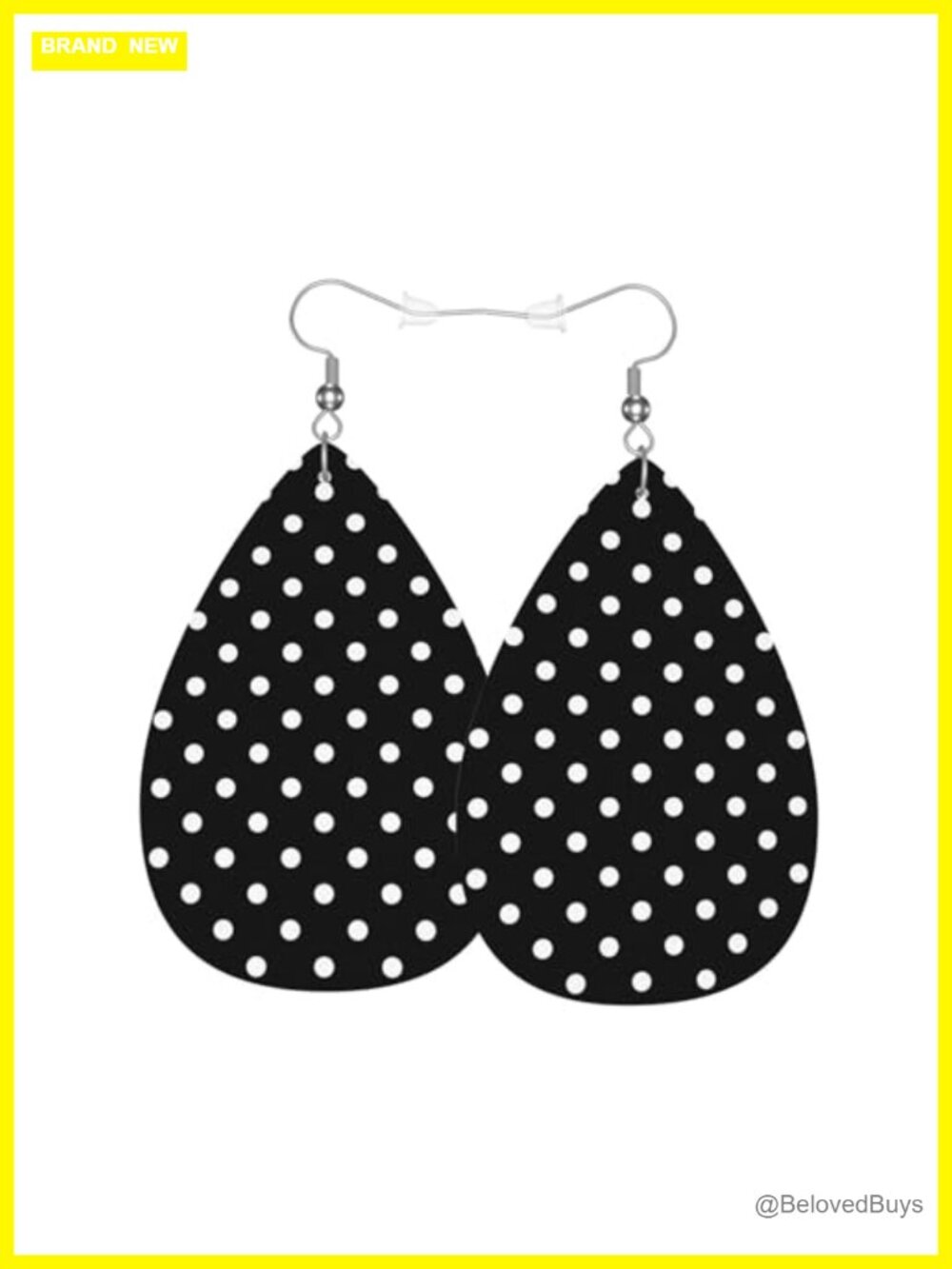 Faux Leather Teardrop Dangle Earrings for Women Silver-Plated Hooks 2.25"